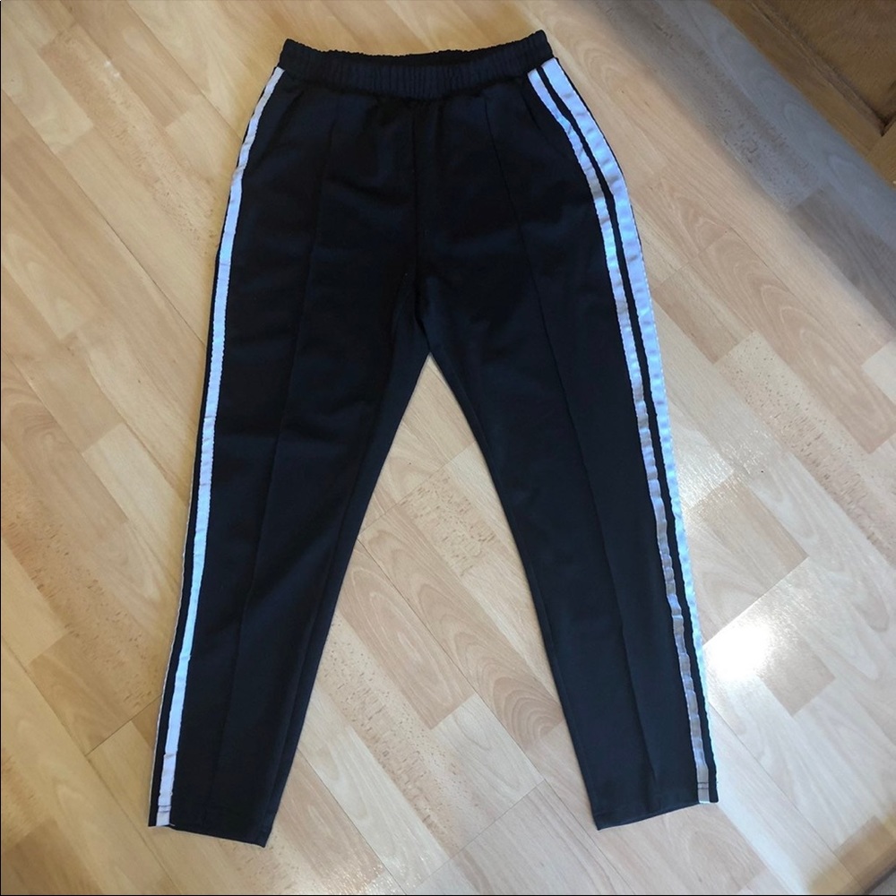 Garage black and white striped track pants joggers